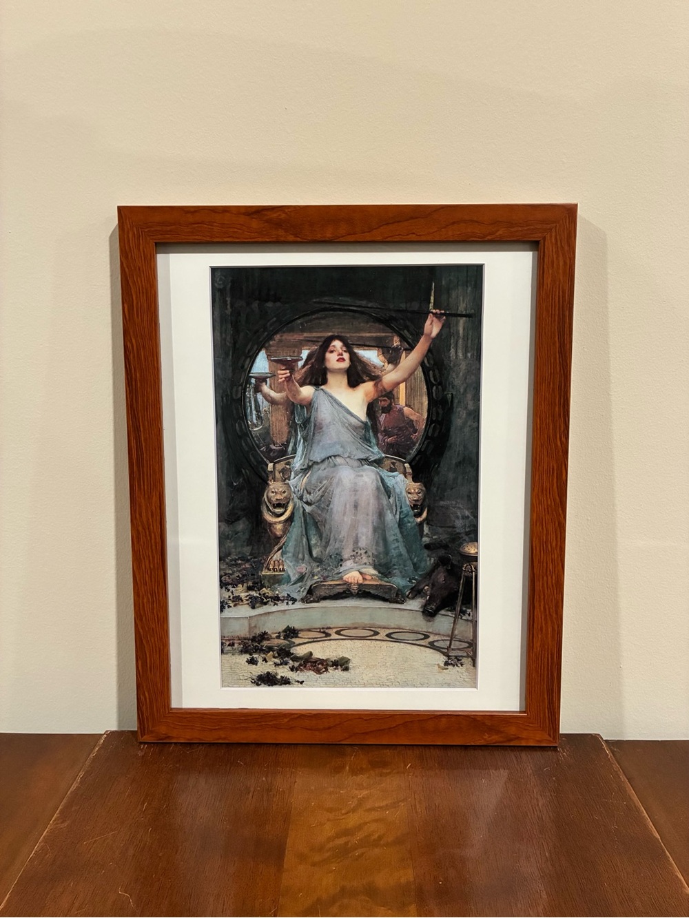 Circe Offering Cup to Odysseus Brown Framed Print 12x15 Waterhouse Odyssey Art